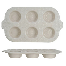 Load image into Gallery viewer, Ivory Embossed Stoneware Muffin Pan
