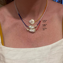 Load image into Gallery viewer, Peach Coin Pearl Necklace | Dark + Bright Red
