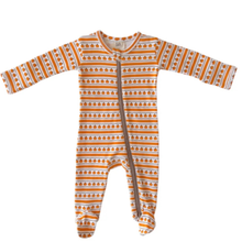 Load image into Gallery viewer, Organic Zip Footie | Pumpkin Stripe
