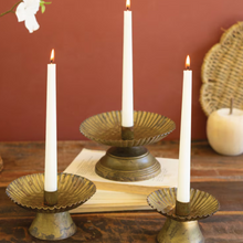 Load image into Gallery viewer, Antique Gold Taper Candle Holders | Set of 3
