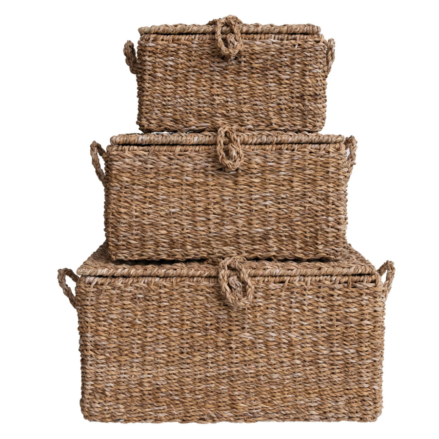 Seagrass + Wire Framed Trunks | Set of 3