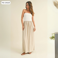 Load image into Gallery viewer, Linen + Ribbed Combo Dress | Ivory
