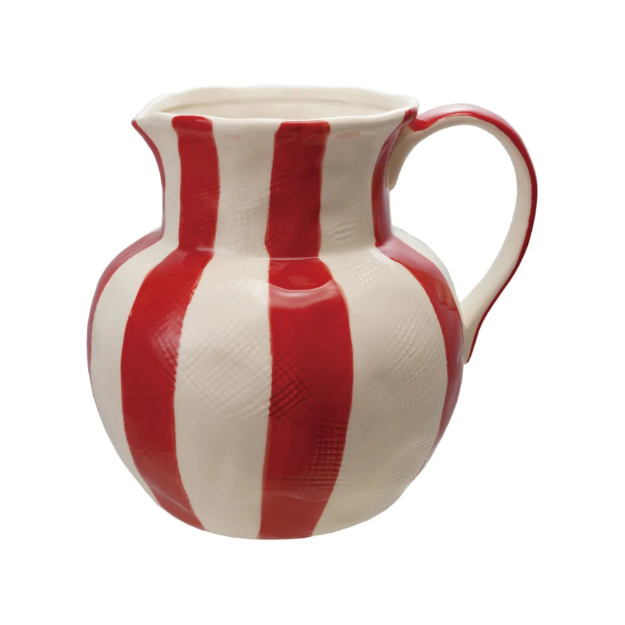 Stoneware Striped Pitcher