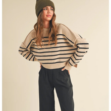 Load image into Gallery viewer, Striped Mock Neck Sweater
