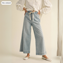 Load image into Gallery viewer, Washed Denim w/Tie Front Pants
