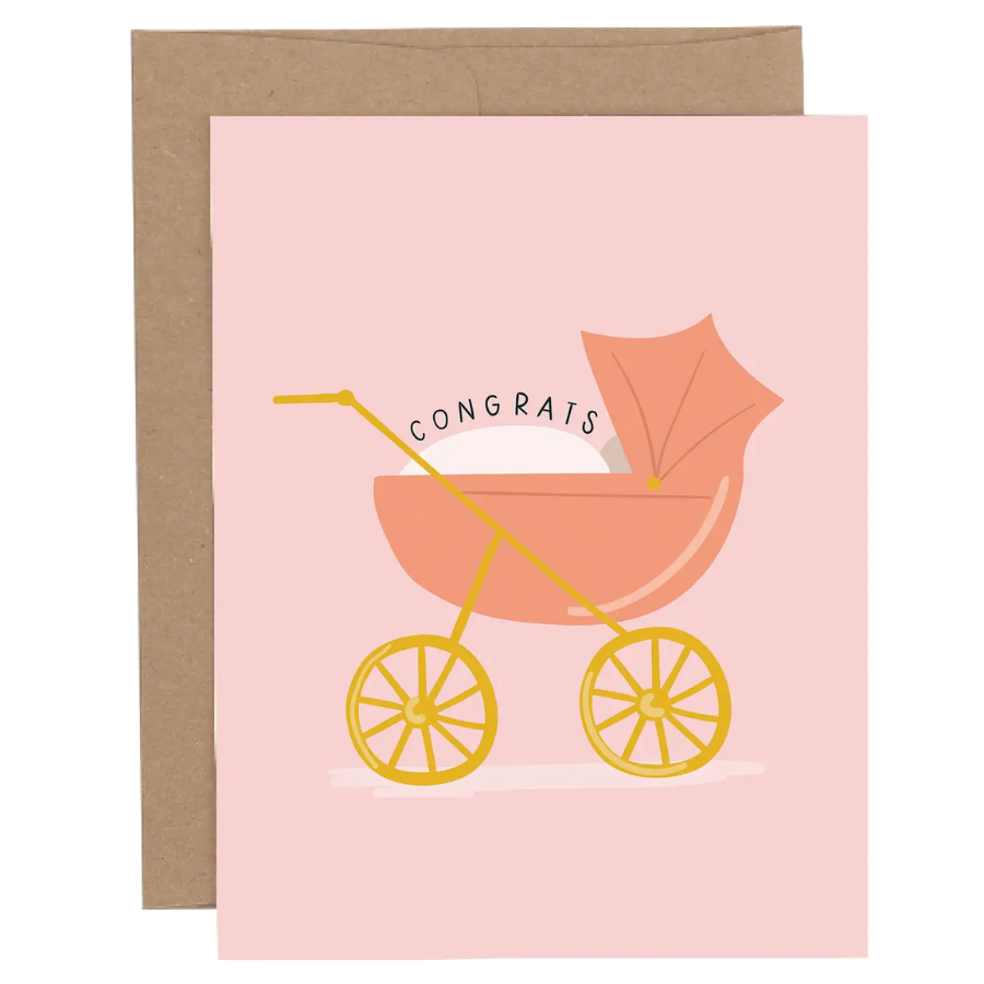 Congrats Pink Baby Carriage
