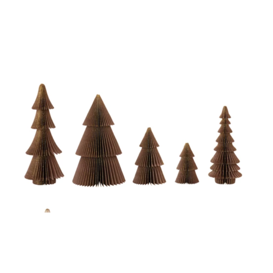 Paper Honeycomb Trees | Set of 5 | Brown