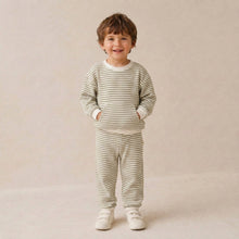 Load image into Gallery viewer, Organic Tee + Pant Slouch Set | Olive Stripes
