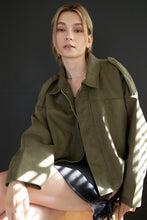 Load image into Gallery viewer, Oversized Suede Balloon Jacket | Olive
