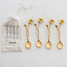 Load image into Gallery viewer, Brass Flower Spoons | Set of 4
