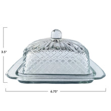 Load image into Gallery viewer, Cut Recycled Glass Butter Dish

