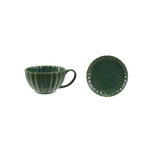 Load image into Gallery viewer, Stoneware Ribbed Mug w/ Saucer
