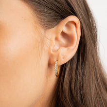Load image into Gallery viewer, Gold 18mm Diamond Hoops
