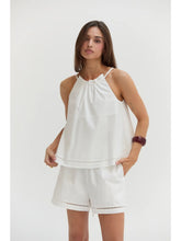 Load image into Gallery viewer, Reese Poplin Lattice Trim Shorts | White

