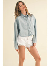 Load image into Gallery viewer, PRE-ORDER: Cropped Denim Shirt
