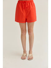 Load image into Gallery viewer, Reese Poplin Lattice Trim Shorts | Orange
