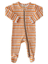 Load image into Gallery viewer, Organic Zip Footie | Pumpkin Stripe
