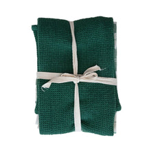 Load image into Gallery viewer, Waffle Weave Tea Towels | Green + White | Set of 3
