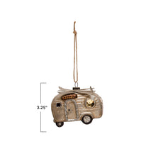 Load image into Gallery viewer, Hand-Painted Glass Camper Ornament
