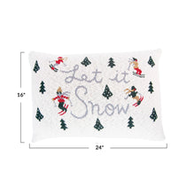 Load image into Gallery viewer, Knit Lumbar Pillow w/ Trees + Skiers
