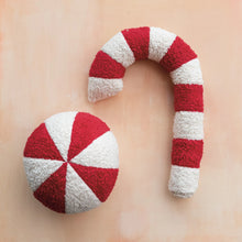 Load image into Gallery viewer, Cotton Sherpa Candy Cane Shaped Pillow
