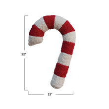 Load image into Gallery viewer, Cotton Sherpa Candy Cane Shaped Pillow
