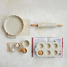 Load image into Gallery viewer, Ivory Embossed Stoneware Rolling Pin
