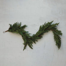 Load image into Gallery viewer, Faux Spruce + Pine Garland w/ Natural Pinecones
