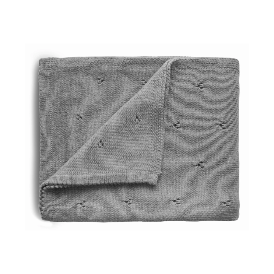 Knitted Pointelle Baby Blanket | Grey