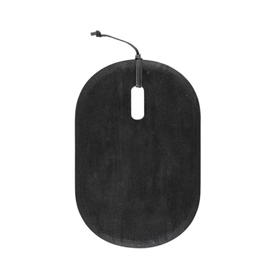 Small Oval Textured Wood Board | Black