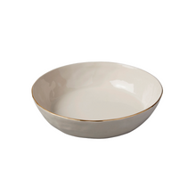 Load image into Gallery viewer, Gold Rim Stoneware Pasta Bowl
