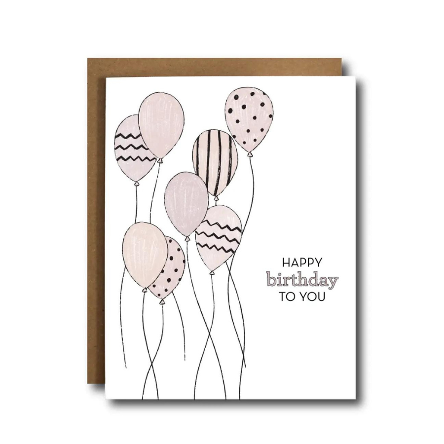 Pink Birthday Balloons Card