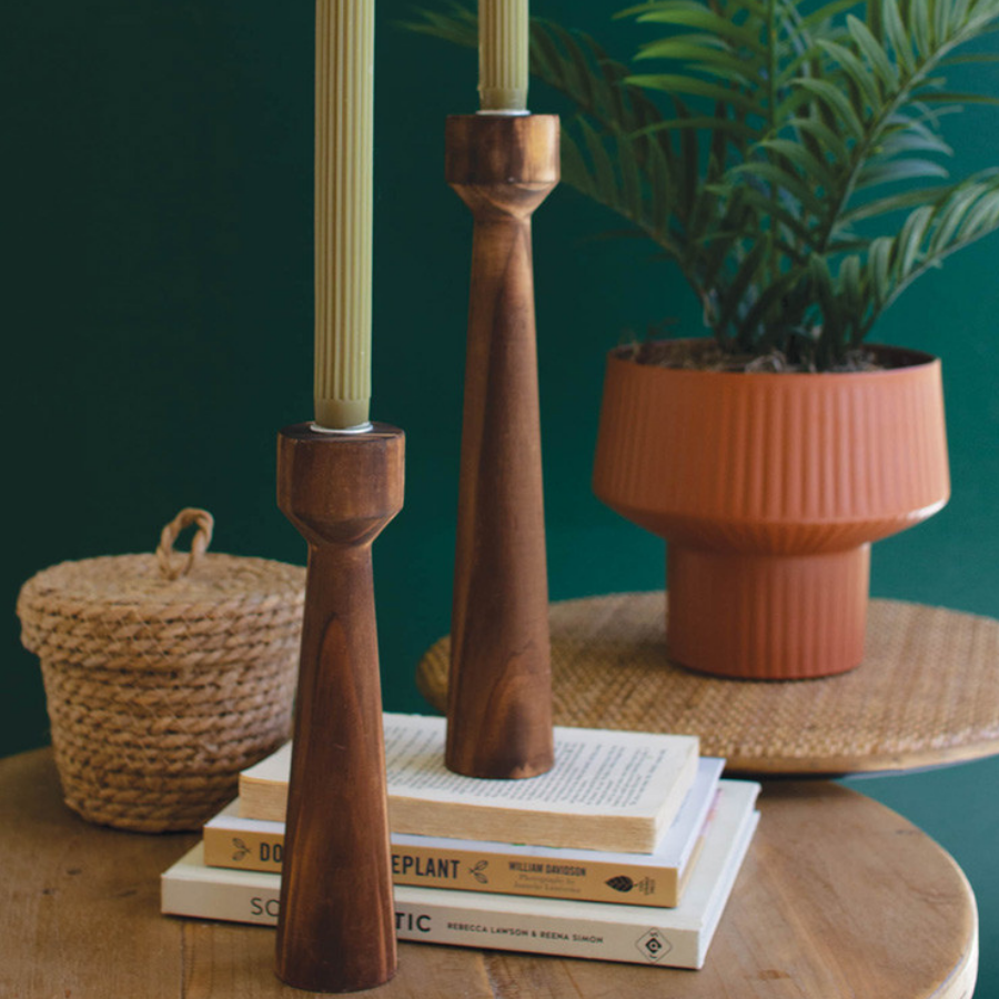 Wooden Taper Candleholders | Set of 2
