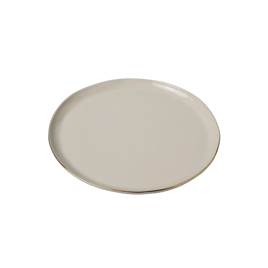 Gold Rim Stoneware Dinner Plate
