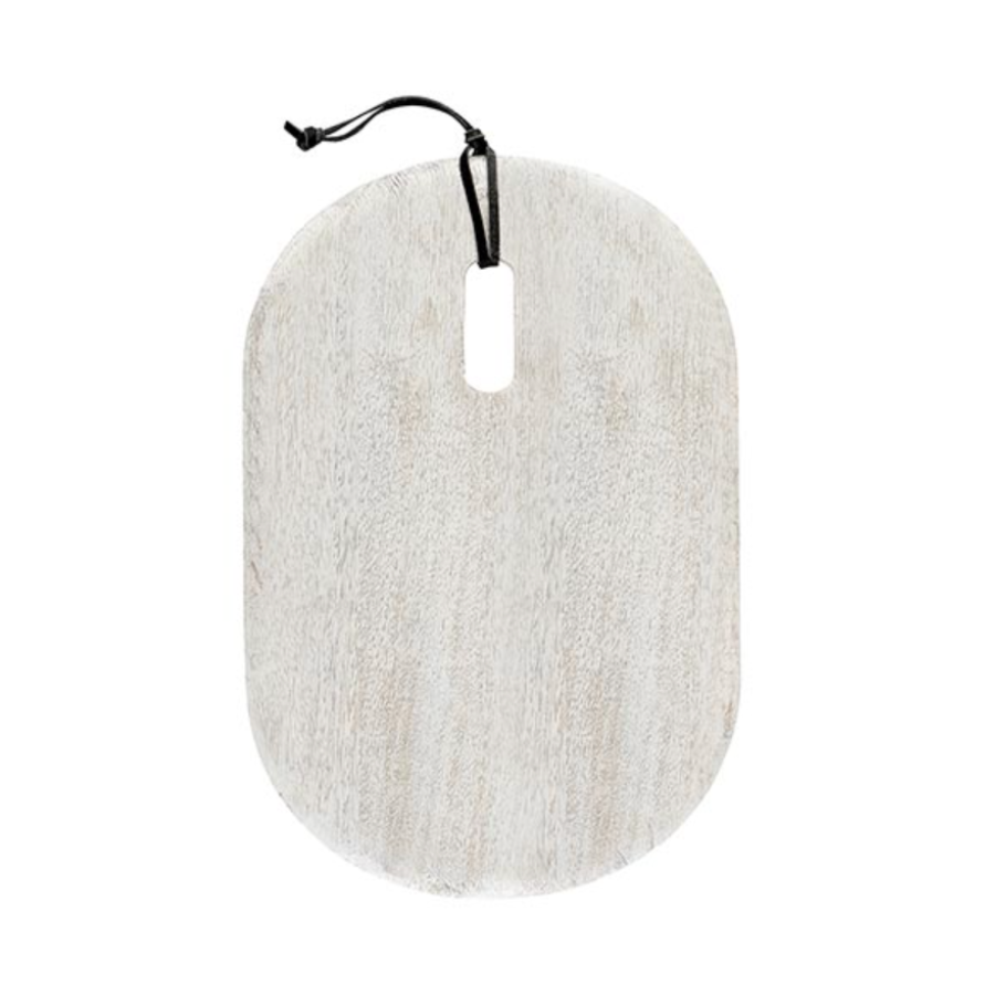 Small Oval Textured Wood Board | Bone