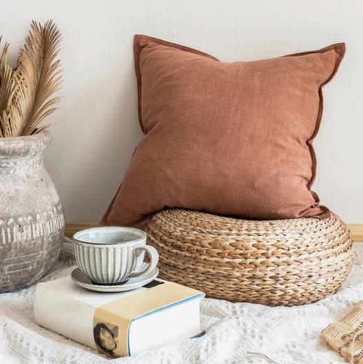 Linen Throw Pillow Cover | Terracotta