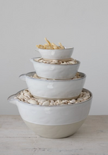 Load image into Gallery viewer, White + Natural Stoneware Batter Bowl
