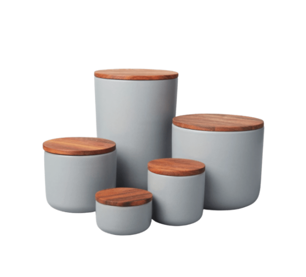 Stoneware Container w/ Acacia Lid | Slate