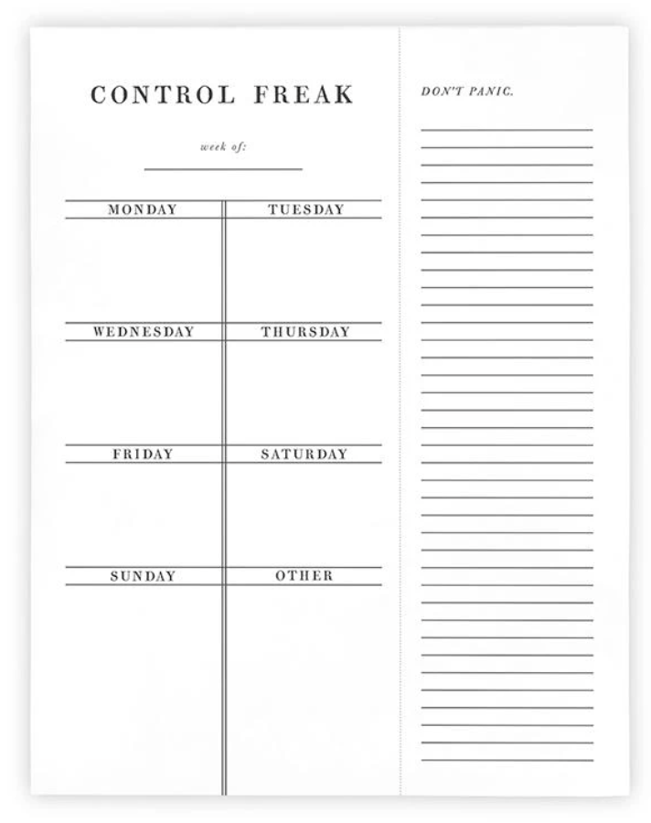Control Freak Weekly Planner