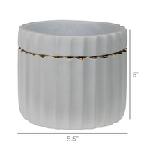 Load image into Gallery viewer, White + Gold Cement Cachepot | Small
