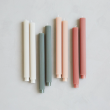 Load image into Gallery viewer, 10&quot; Ribbed Taper Candles | Parchment
