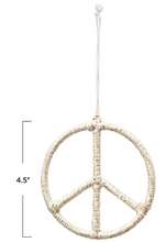 Load image into Gallery viewer, Round Yarn Wrapped Wire Peace Sign Ornament
