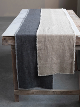 Load image into Gallery viewer, Linen Blend Table Runner w/Frayed Edges
