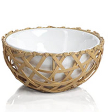 Load image into Gallery viewer, Wicker + Bamboo Condiment Bowl | 4 Styles
