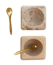 Load image into Gallery viewer, Marble/Sandstone Pinch Pot w/Brass Spoon | 2 Styles
