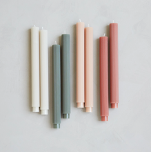 Load image into Gallery viewer, 10&quot; Ribbed Taper Candles | Moss
