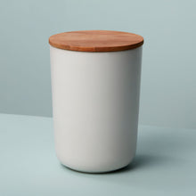 Load image into Gallery viewer, Stoneware Container w/ Acacia Lid | White

