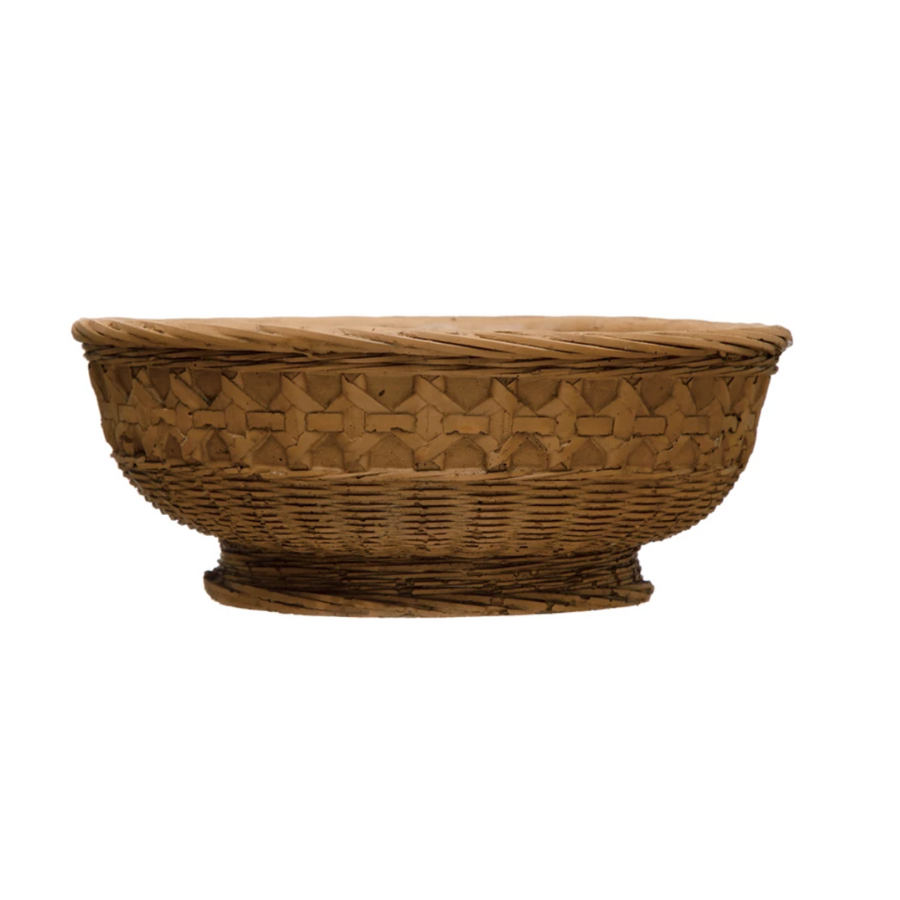 Decorative Cement Bowl/Planter w/Woven Design