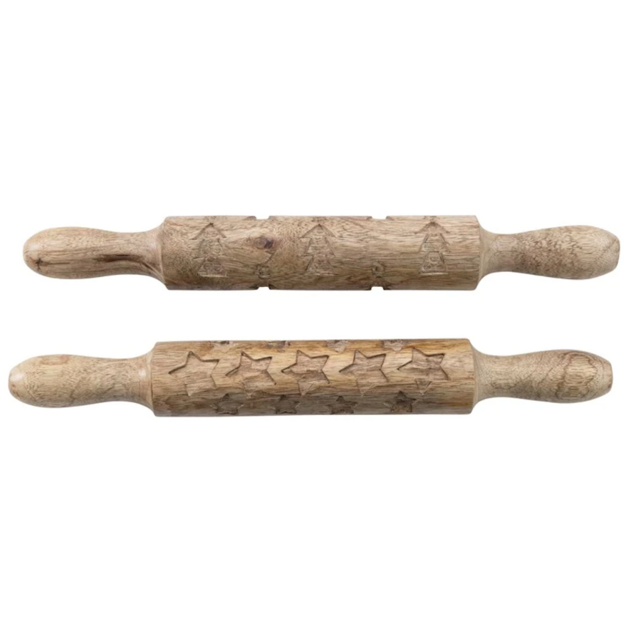 Hand Carved Mango Wood Rolling Pin | 2 Styles