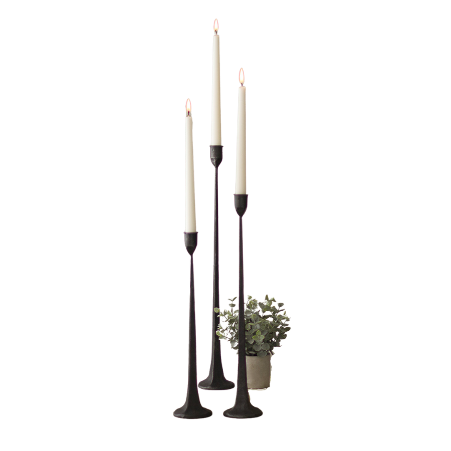 Cast Iron Taper Candle Holders | Set of 3